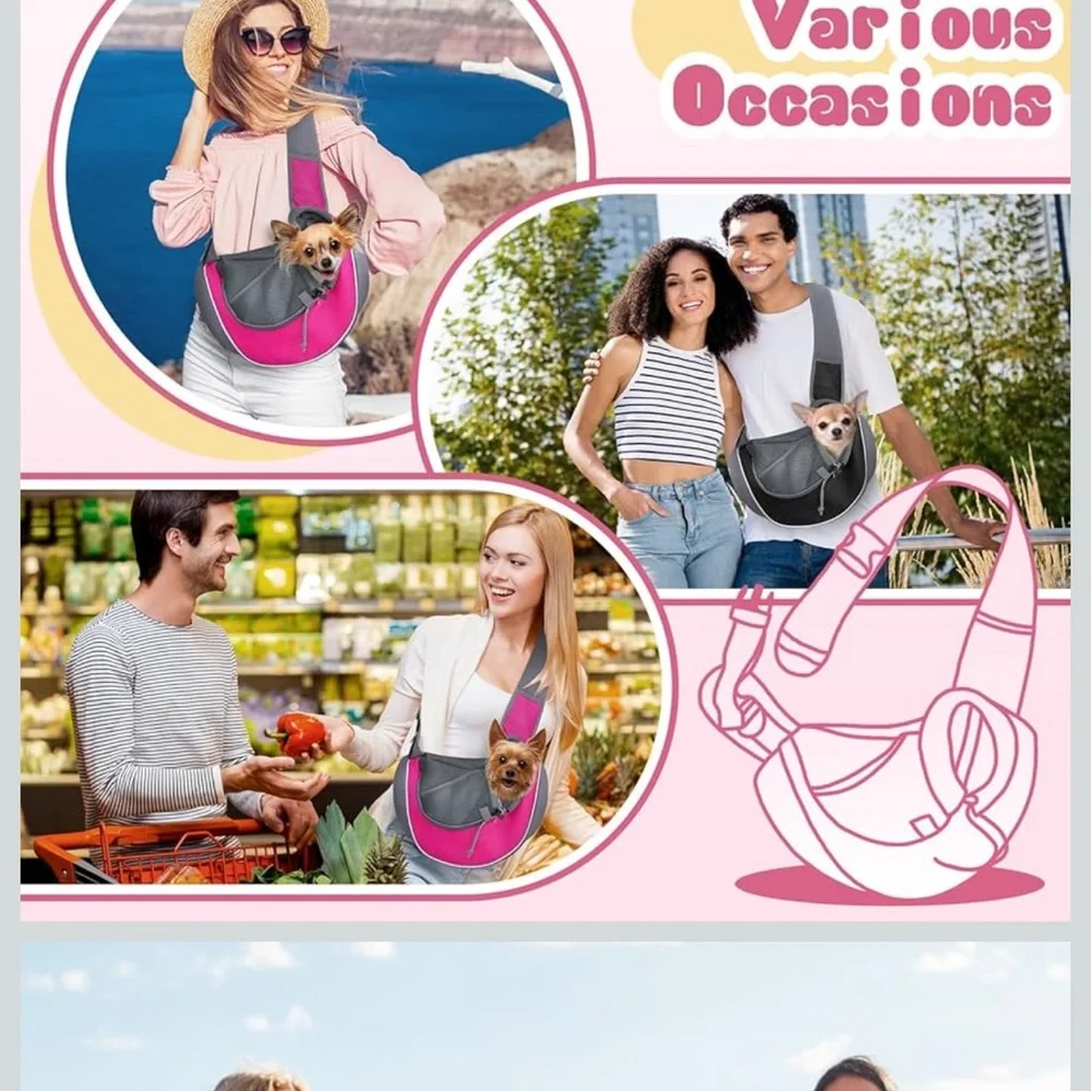 Pink and Gray Pet Sling Carrier